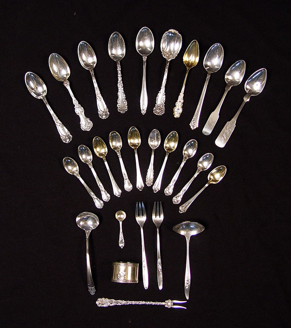 Appraisal: ESTATE COLLECTION OF STERLING SPOONS FORKS pieces by assorted makers