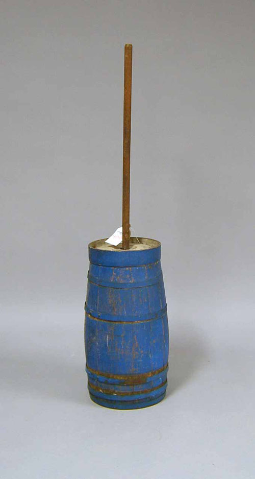 Appraisal: Blue painted butter churn th c