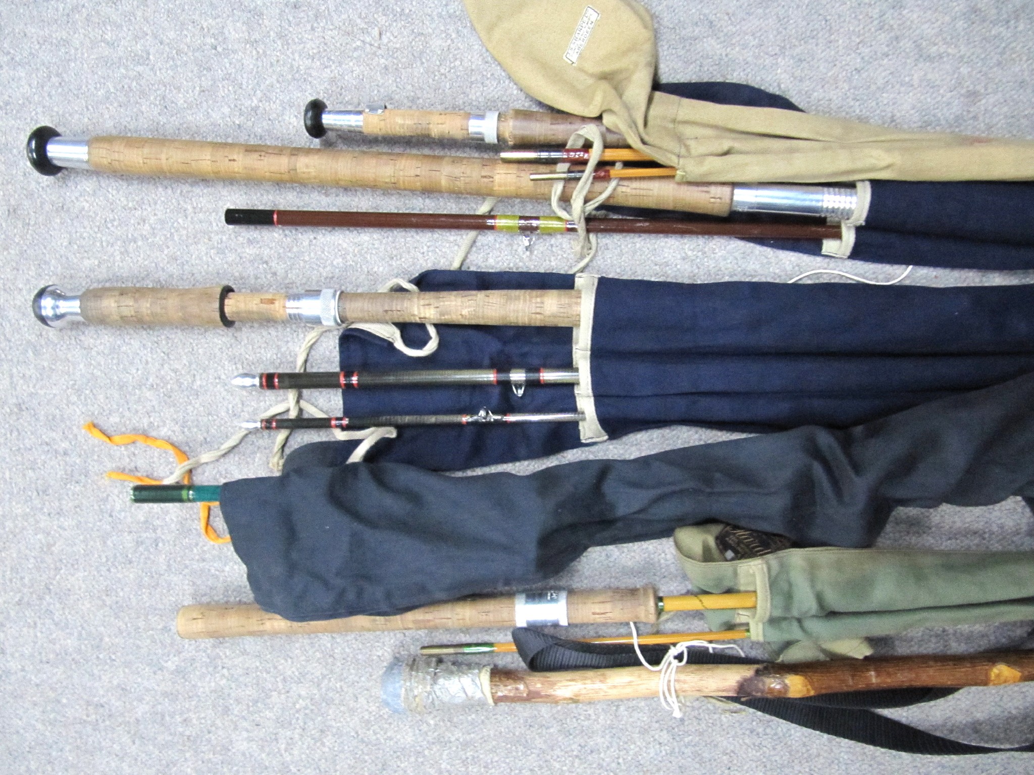 Appraisal: A lot comprising three Hardy Bros fishing rods two other