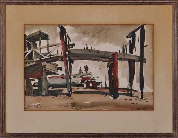 Appraisal: DONG KINGMAN - SHORE HOUSES Watercolor on paper x in