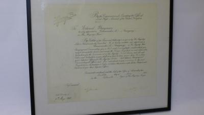 Appraisal: A certificate of appointment to Naval Commander for Edward Whayman