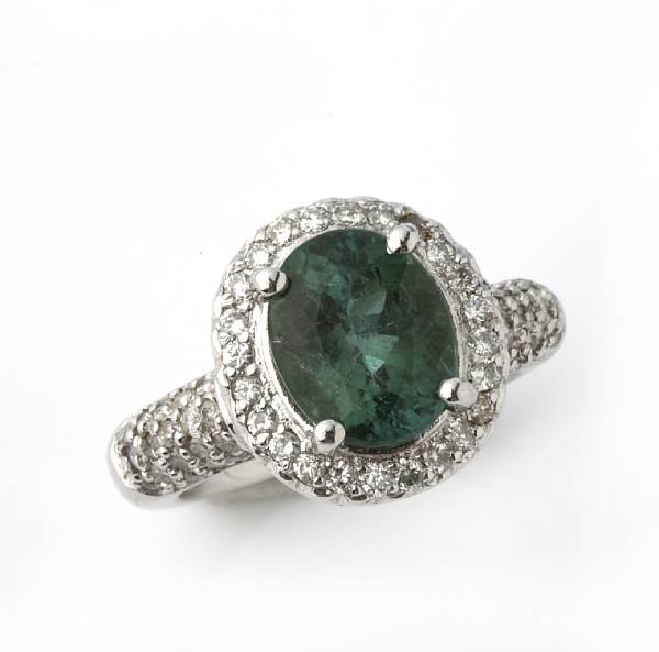 Appraisal: A green tourmaline diamond and k white gold ring