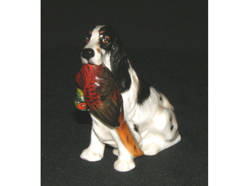 Appraisal: Royal Doulton black and white Spaniel with pheasant HN high