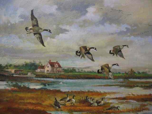 Appraisal: Bernard J Parke Watercolor ''Geese in Flight'' Eastern Shore artist