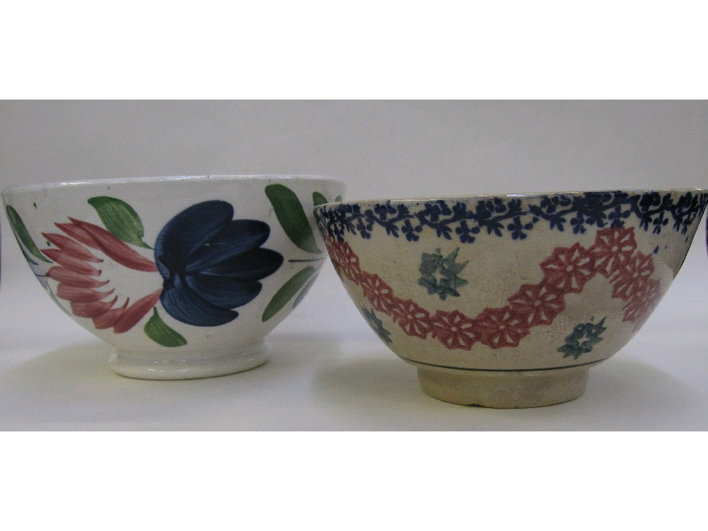 Appraisal: Spongeware bowl and another bowl