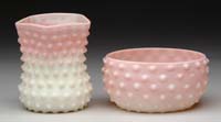 Appraisal: TWO HOBNAIL ITEMS Hobnail spooner with color shading from pink