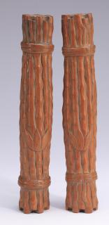 Appraisal: Chinese carved wood scroll weights l Pair of Chinese carved