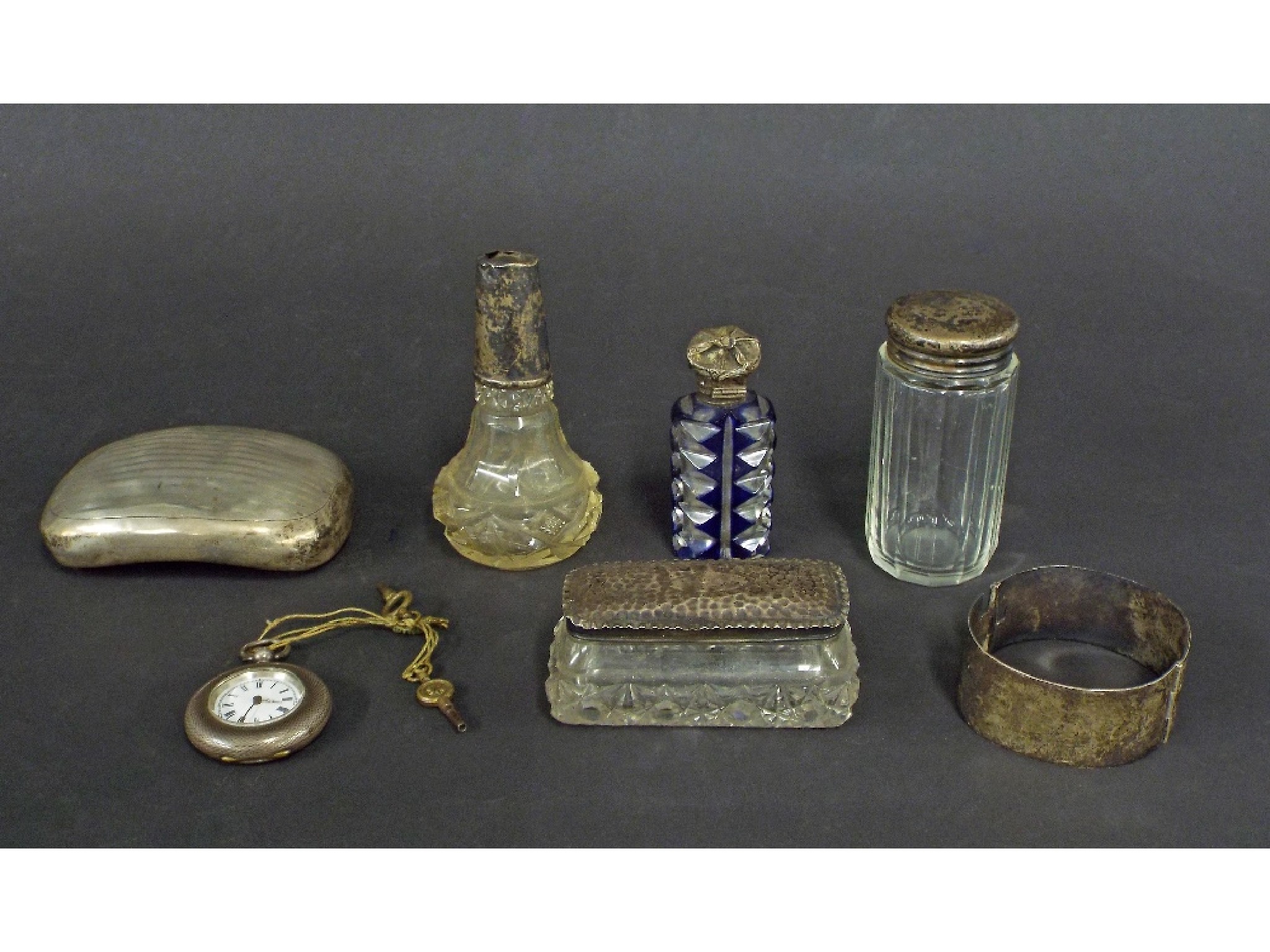 Appraisal: Mixed lot of silver to include a fob watch engine