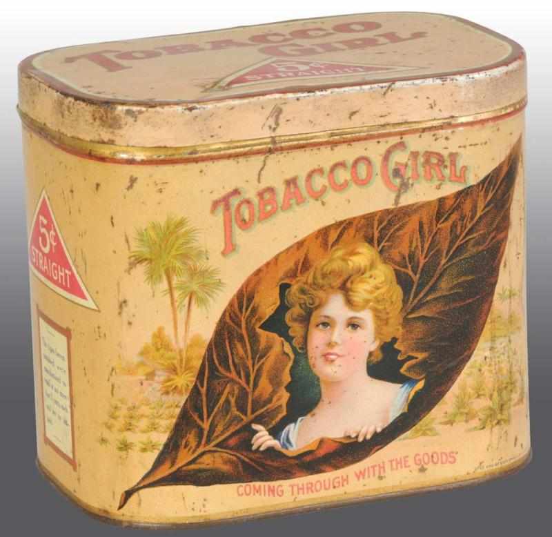 Appraisal: Tobacco Girl Cigar Tin Description Marked Liberty Can Company Rare