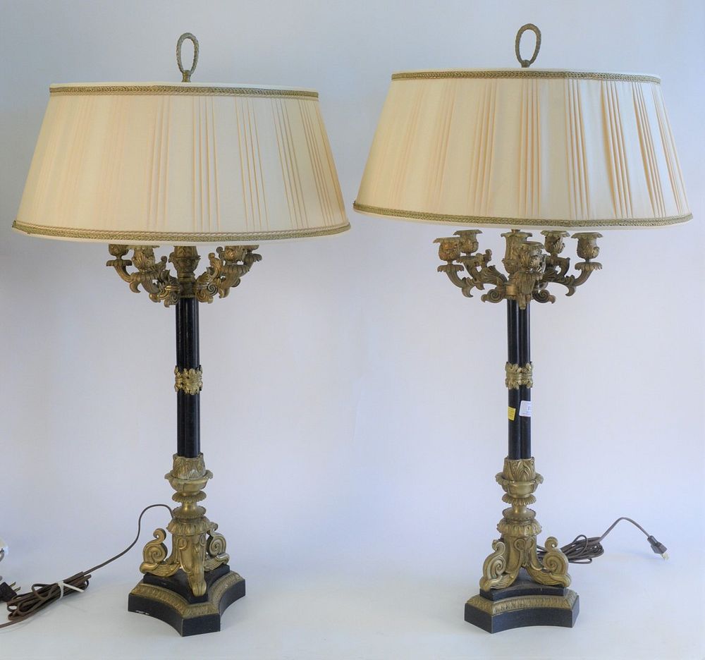 Appraisal: Pair of Large Bronze Candelabras arm on tall support with