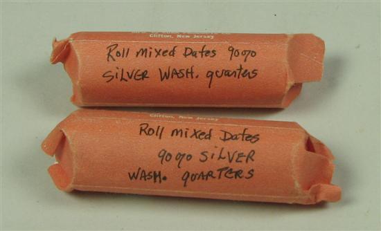 Appraisal: Two Rolls of Mixed Date Silver Washington Quarters Most dates