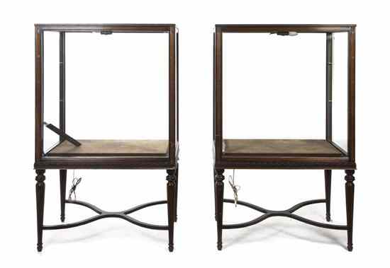 Appraisal: A Pair of Louis XVI Style Mahogany Vitrine Cabinets each