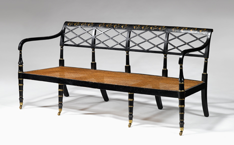 Appraisal: George III painted and parcel gilt bench th th century