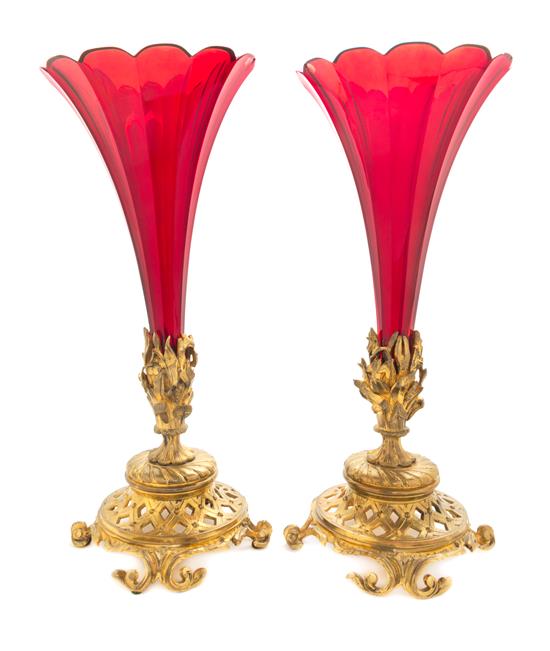 Appraisal: Sale Lot A Pair of French Gilt Bronze and Glass