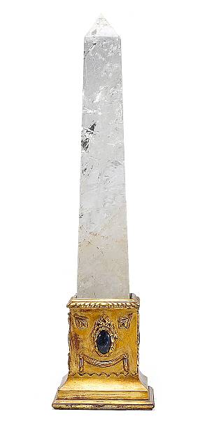 Appraisal: A rock crystal obelisk on Baroque style giltwood plinth height