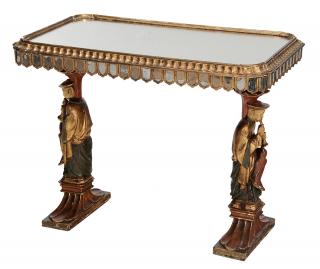 Appraisal: Italian Neoclassical Style Parcel Gilt Polychromed and Mirrored Table late