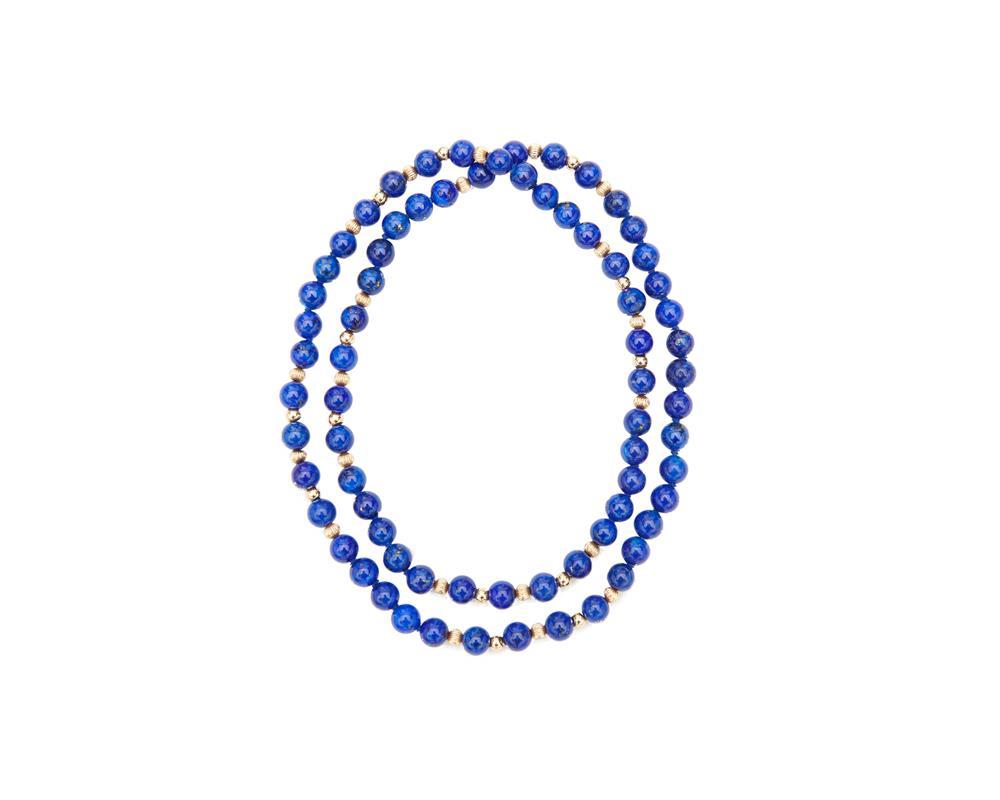 Appraisal: K Gold and Lapis Necklace comprising lapis beads measuring approx