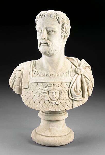 Appraisal: A carved marble bust of Hadrian after the antique height