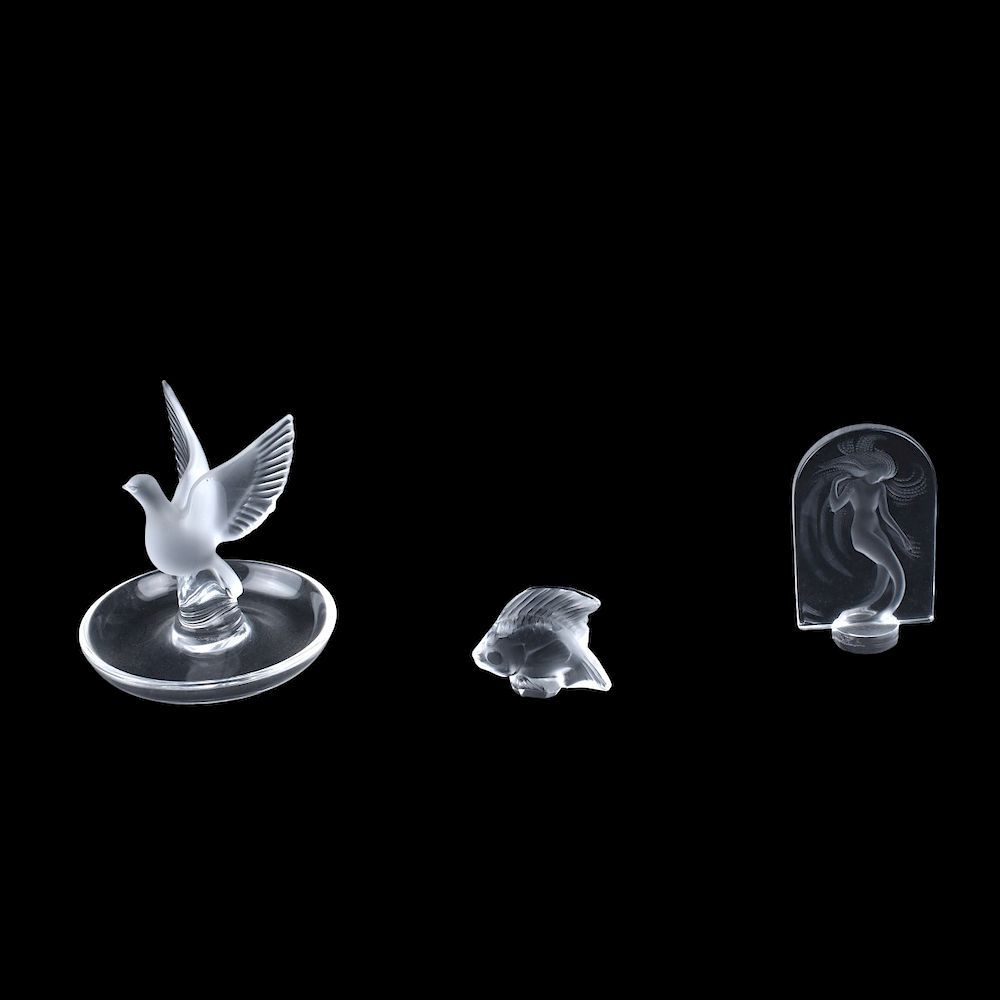 Appraisal: Grouping of Three Lalique Crystal Figurines Grouping of Three Lalique