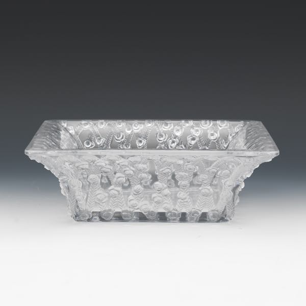 Appraisal: LALIQUE CARRE ROSE CRYSTAL CENTREPIECE BOWL - x x Frosted