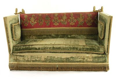 Appraisal: A three seater knole settee upholstered plush fabric the back