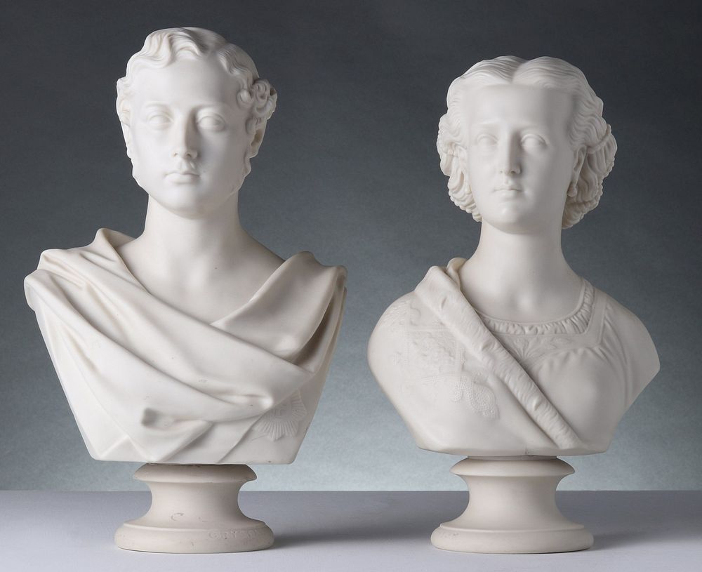 Appraisal: COPELAND PARIAN BUSTS PRINCE AND PRINCESS OF WALES Copeland parian