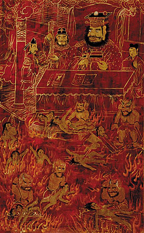 Appraisal: Chinese school th century TWO WORKS JUDGMENT DAY and INTERIOR