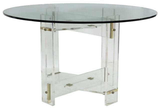 Appraisal: Modern center dining table c s circular glass tabletop clear