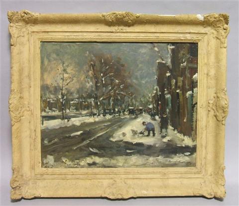 Appraisal: G BONDIN FRENCH TH CENTURY RUE BOSQUE - LA NEIGE