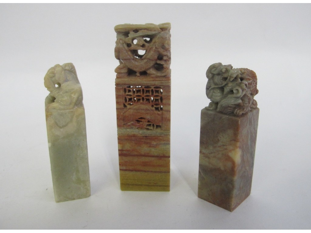 Appraisal: Lot comprising three soapstone seals