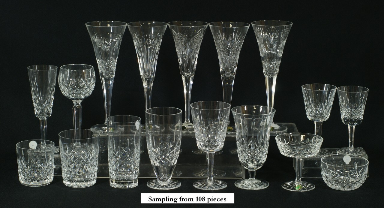 Appraisal: pcs Waterford Lismore crystal stemware c o ea water goblets