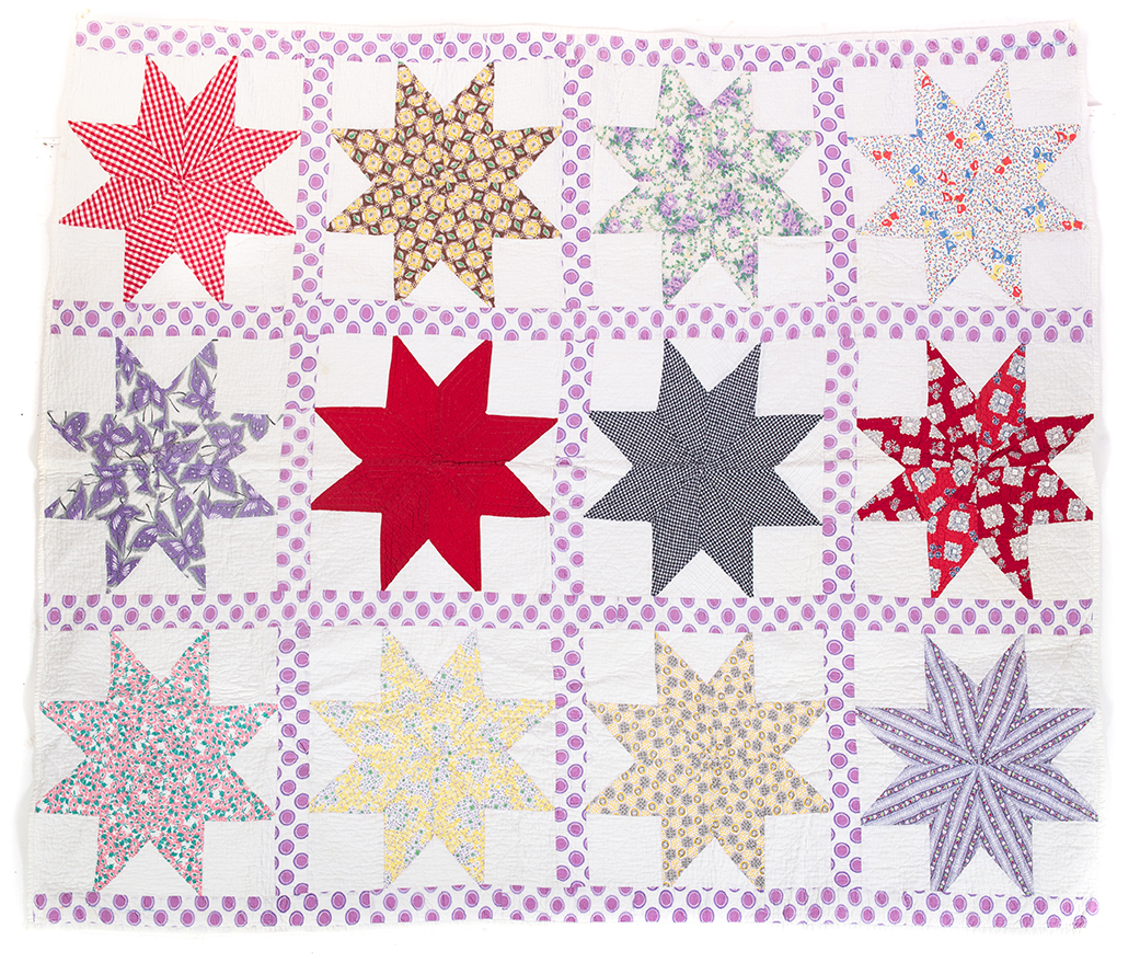 Appraisal: HANDMADE PIECEWORK QUILT WITH STAR PATTERN American th century Cotton