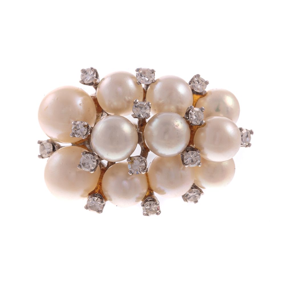 Appraisal: A Vintage Pearl Diamond Cocktail Ring K white gold ring