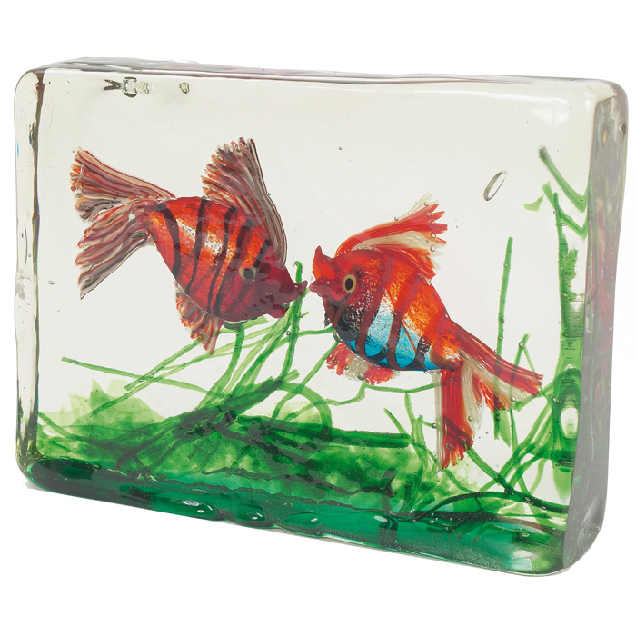 Appraisal: Alfredo Barbini fish block for Cenedese Italy colorful fish and