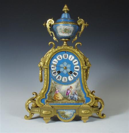 Appraisal: A th Century French gilt metal and porcelain mantel clock