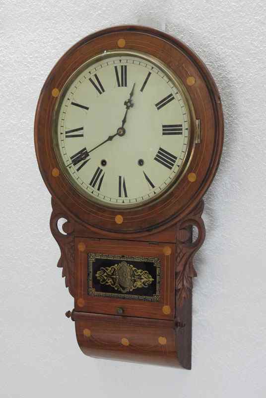 Appraisal: JEROME CO ANGLO AMERICAN INLAID WALL CLOCK String and dot