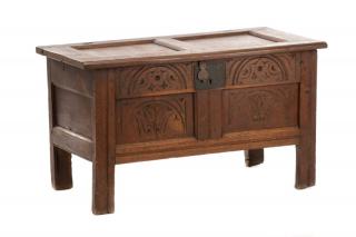 Appraisal: Pennsylvania Dutch Attr Carved Oak Blanket Chest American likely Pennsylvania