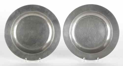 Appraisal: Two Philadelphia pewter flat rim shallow bowls ca bearing the