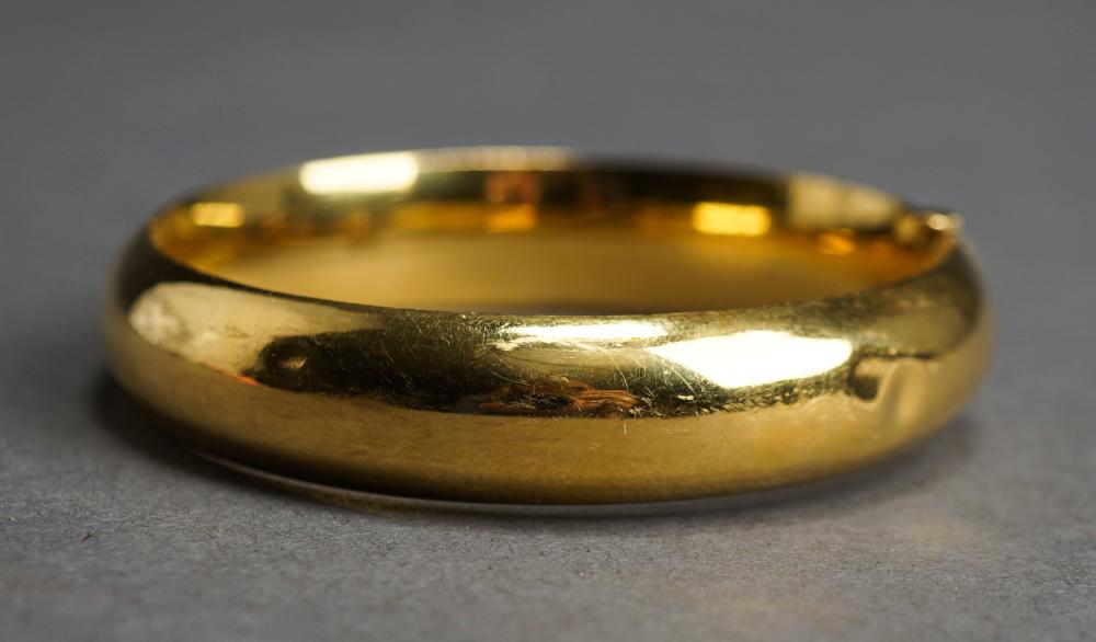 Appraisal: -Karat Yellow-Gold Bangle Bracelet Having three dings to gold mount