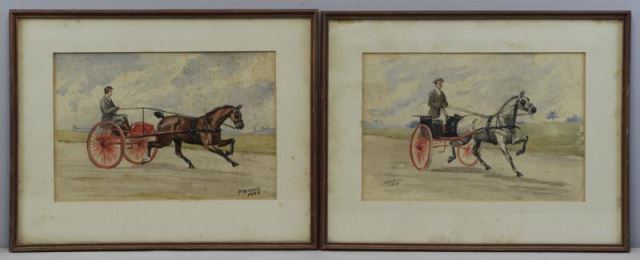 Appraisal: VOSS Franklin Brooke Pair of Horse RacingWatercolors on Paper Both