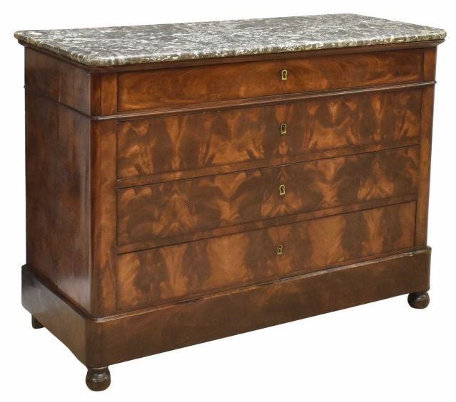 Appraisal: French Louis Philippe period marble-top mahogany commode mid th c