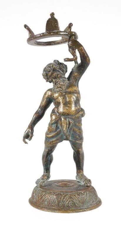 Appraisal: BRONZE GREEK GOD SCULPTUREBronze Greek figure of a man resembling