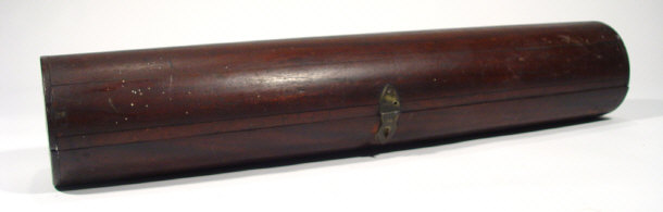 Appraisal: Cylindrical mahogany telescope case with brass latch cm in length