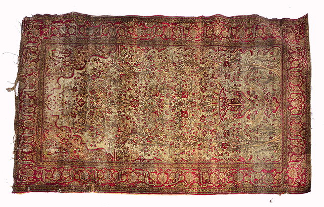 Appraisal: AN ANTIQUE MIDDLE EASTERN FINE SILK RUG with banded border