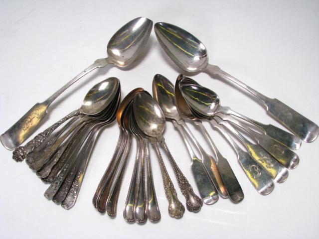 Appraisal: Group of twenty-five silver and sterling spoons including six monogrammed