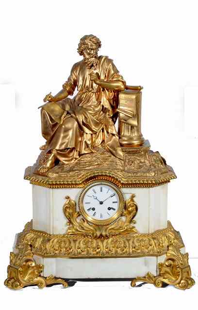 Appraisal: A TH CENTURY FRENCH ORMOLU AND WHITE METAL MANTEL CLOCK