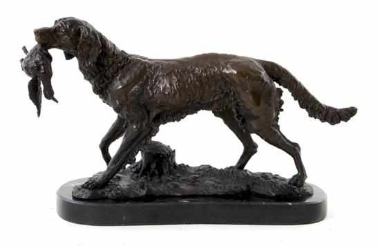 Appraisal: Bronze sculpture of sporting dog with duck after Carvin Continental