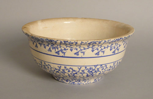 Appraisal: Blue sponge mixing bowl th c h dia