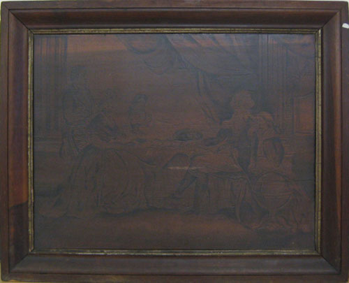 Appraisal: Embossed wood portrait of the Washington family x