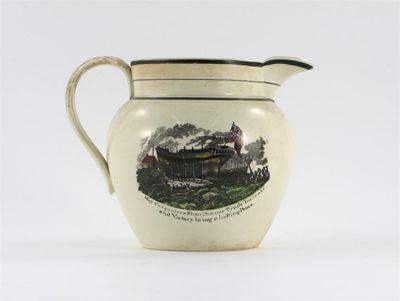 Appraisal: Ship-building interest a Sunderland pearlware jug decorated with a ship